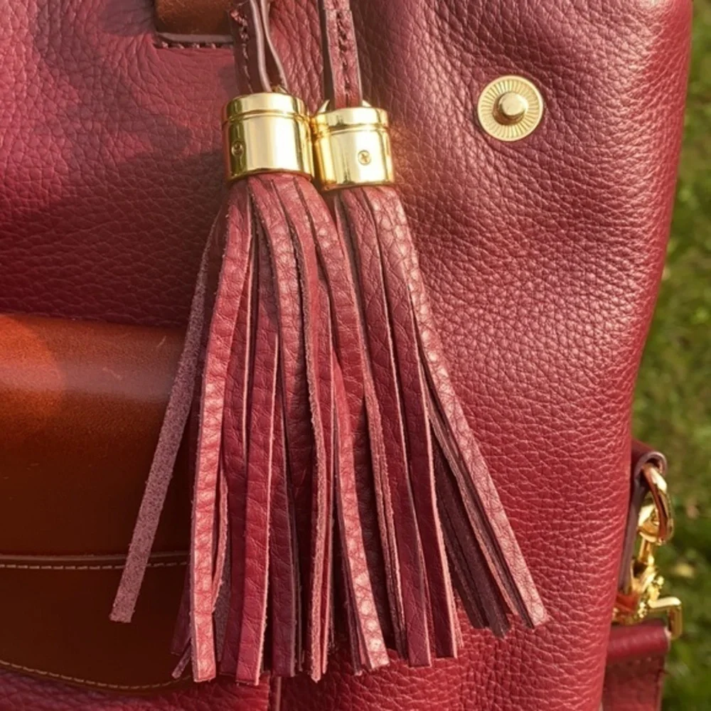 Isaac Mizrahi Pebble Leather Satchel Handbag bordeaux